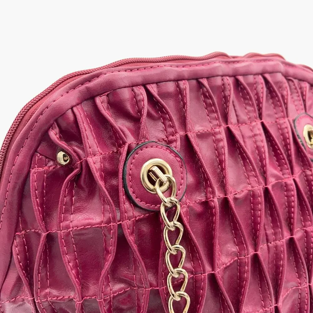 ANDREW MARC Pleated Leather Shoulder Bag (Rose Pink) - Picture 6 of 10